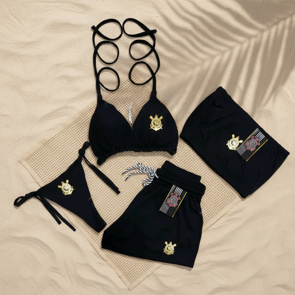 Conjunto Biquíni + Short + Cropped Trikini Moda Praia cor | Shopee Brasil