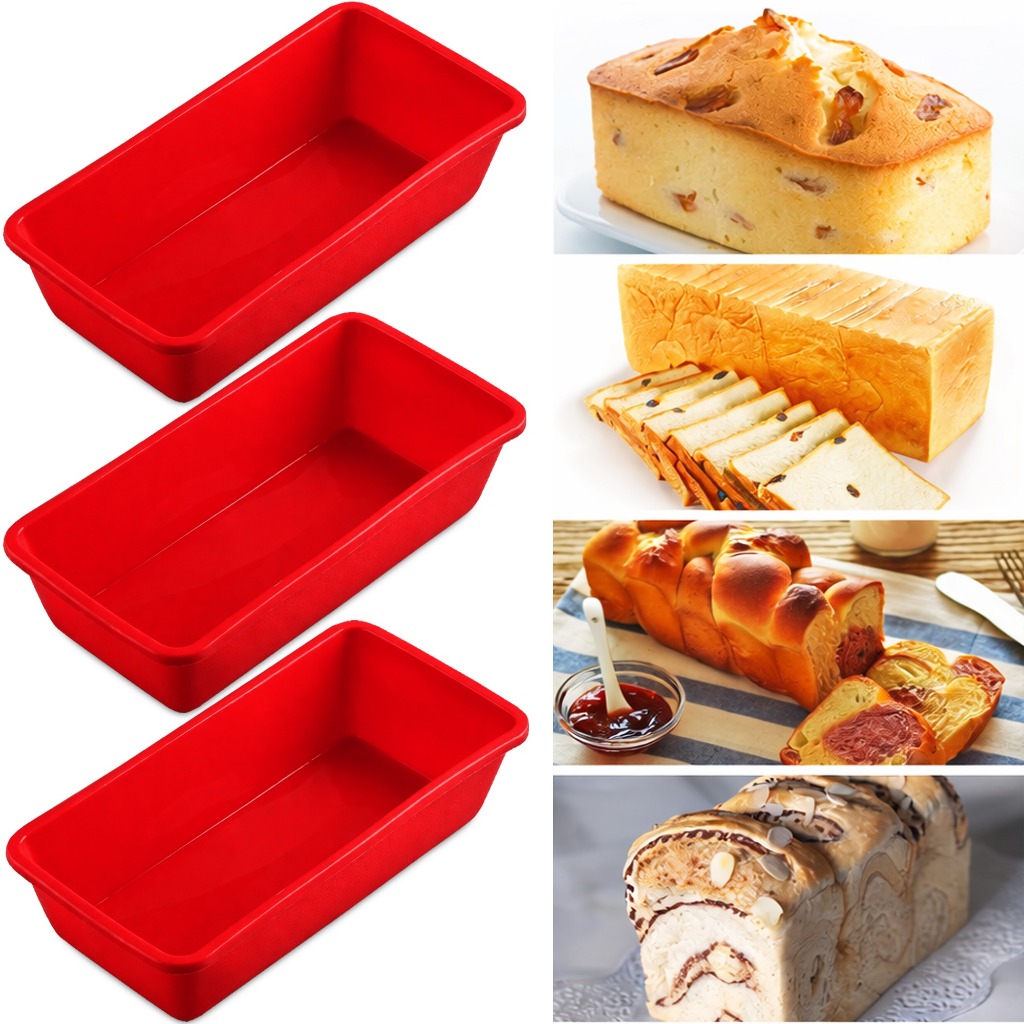 Kit 3 Forma De Pão Bolo Inglês Assadeira Retangular Silicone