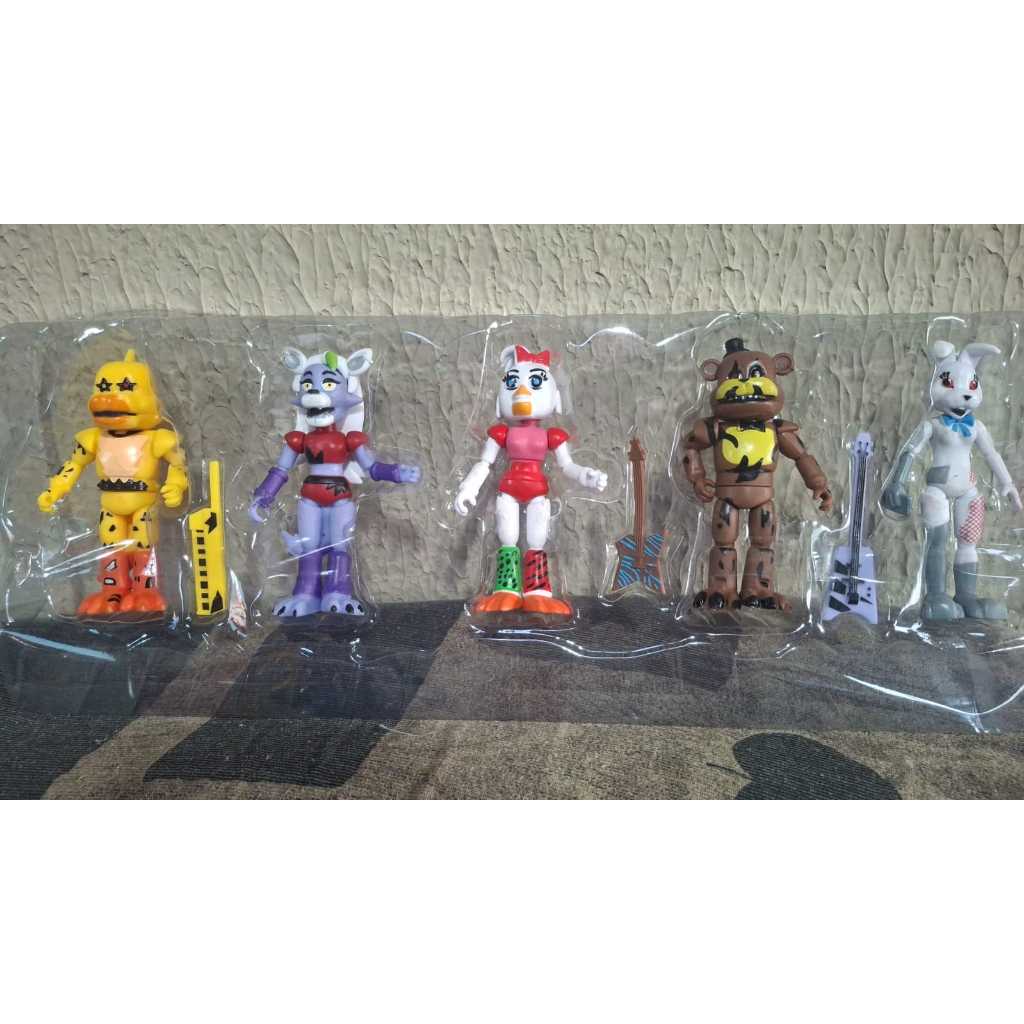 Kit 5 Bonecos Fnaf Animatronics Five Nights Att Freddy cartelado