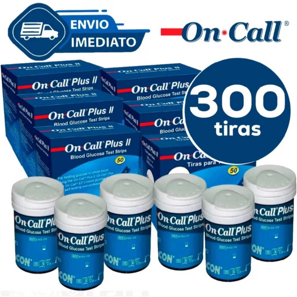 300 TIRAS DE GLICEMIA ONCALL PLUS 6 FITAS PARA MEDIR GLICEMIA