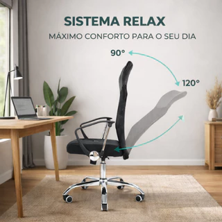 Cadeira Presidente Executiva Ergonômica Ajuste Altura Escritório com sistema Relax