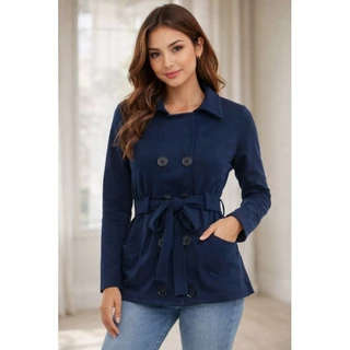 Casaco feminino Sobretudo Curto com botao Frio Inverno
