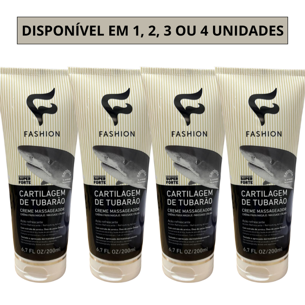 Creme Massageador Cartilagem De Tubarão 200ml Fashion Cosméticos Alívio Imediato