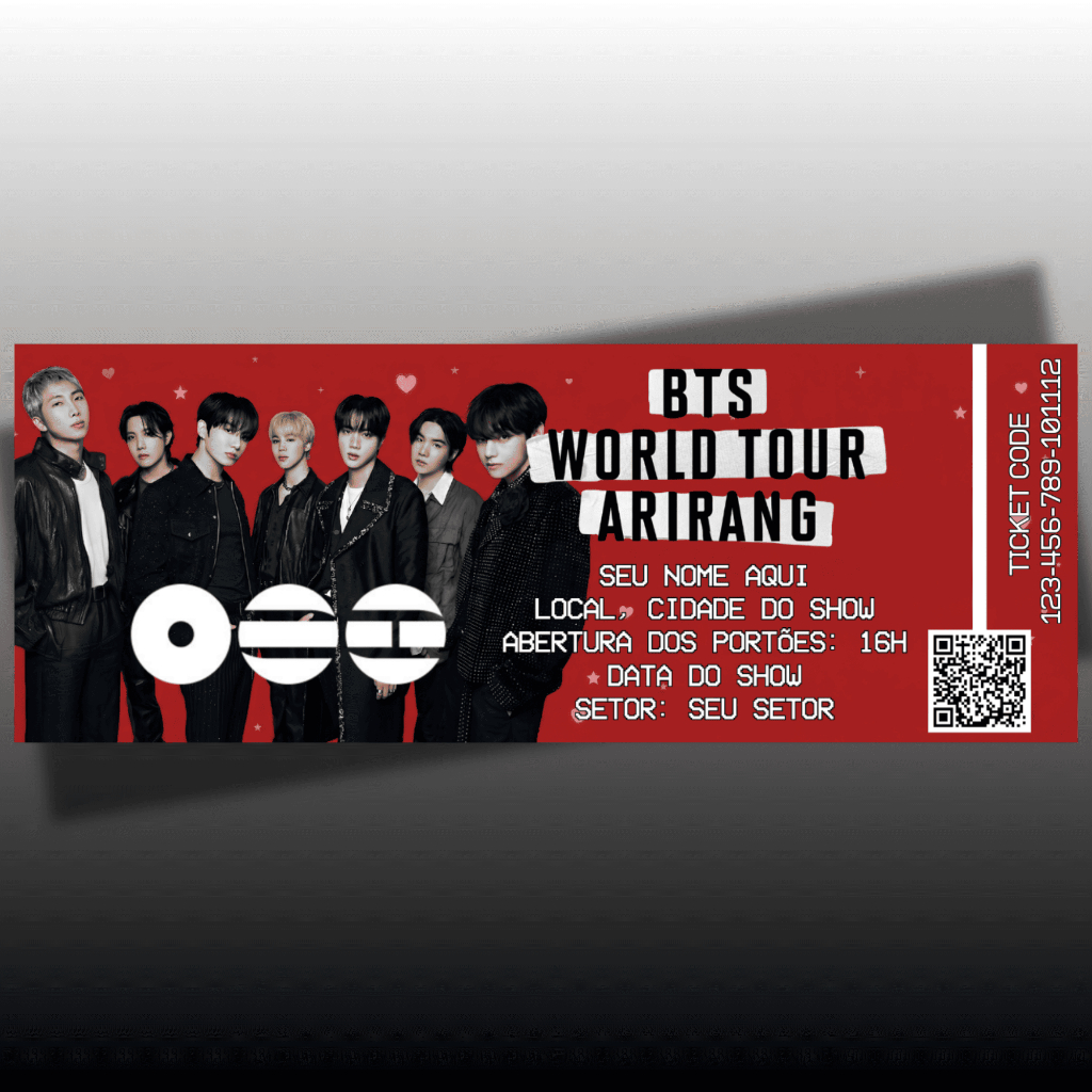Ingresso Personalizado BTS - WORLD TOUR ARIRANG | Shopee Brasil