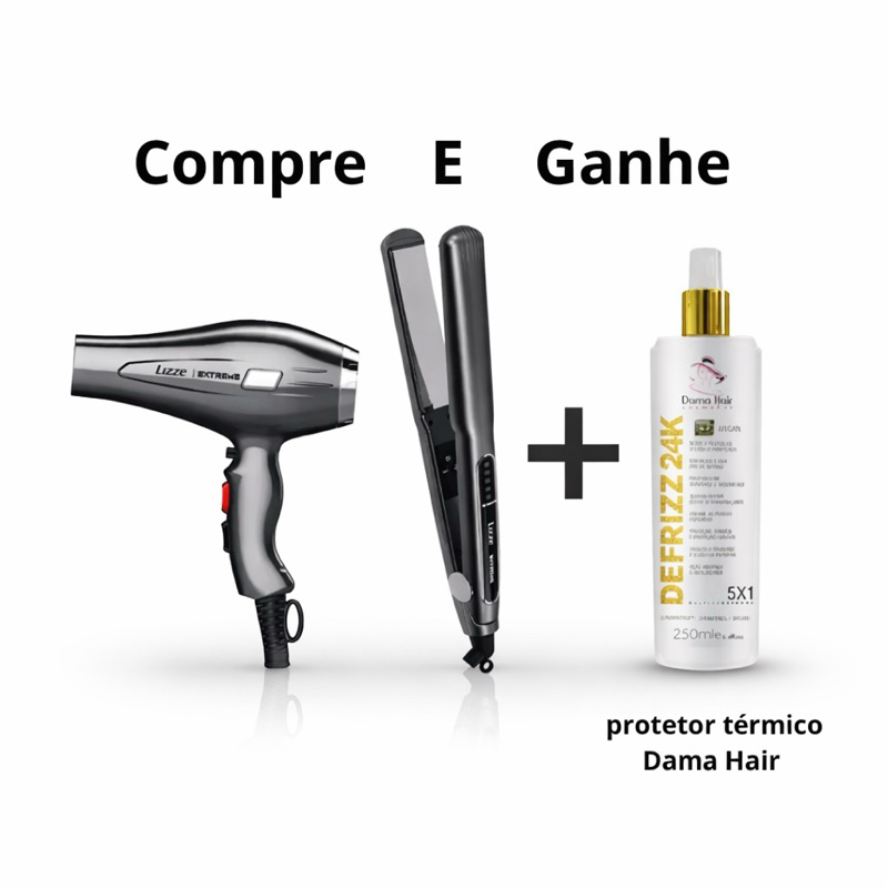 Combo Prancha Lizze Extreme Mais secador Lizze Extreme 2400
