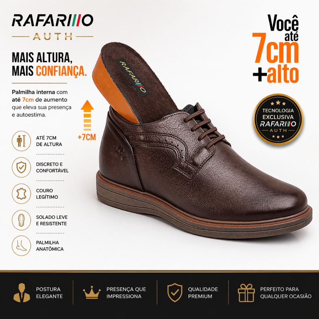 Rafarillo Alth+7cm Sapato Casual Original 99051 salto embutido