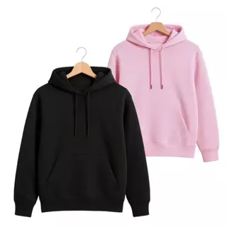 Kit 2 Moletom Canguru Com Capuz e Bolso Sem Estampa Liso Confortável Inverno Blusa Flanelado Unissex