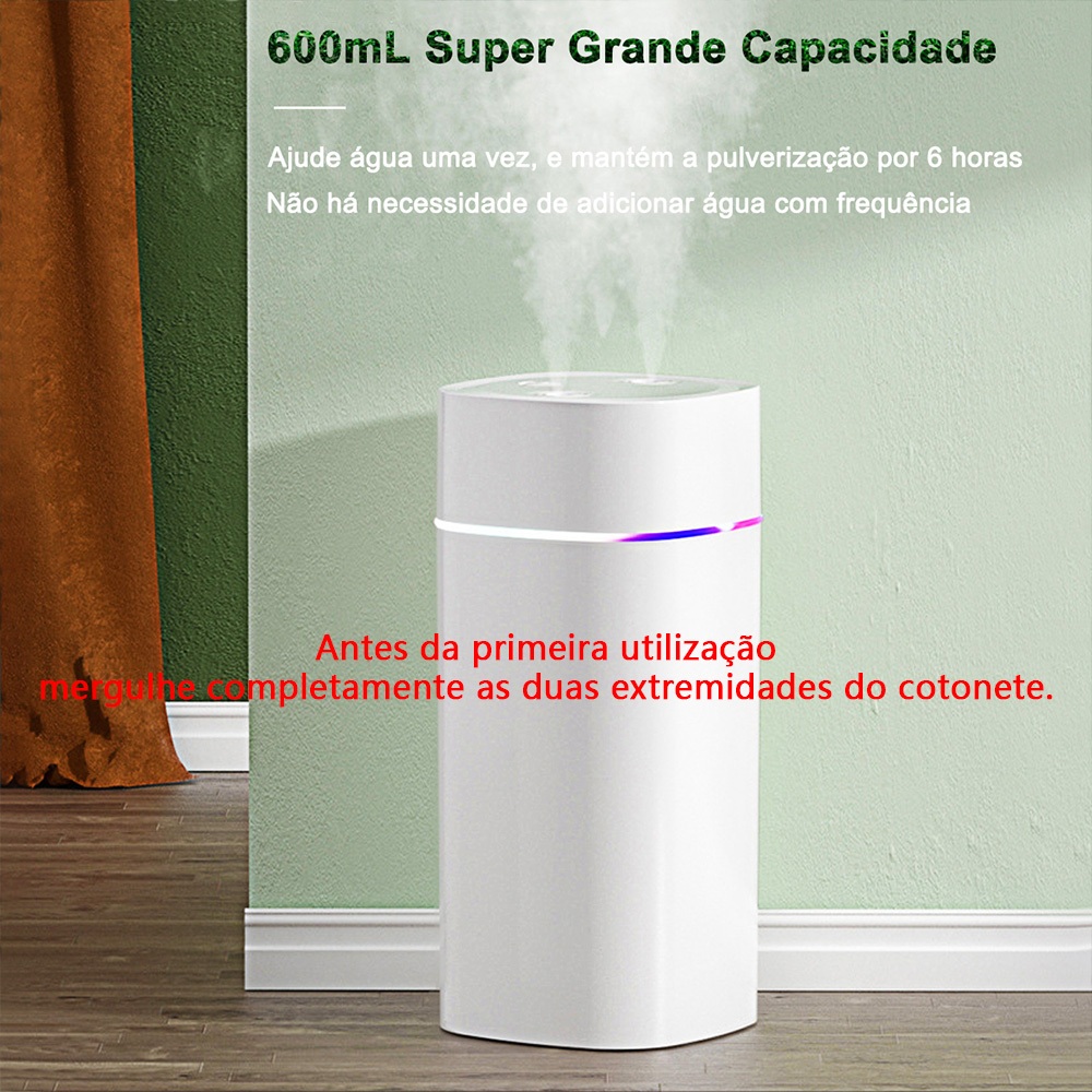 Umidificador De Ar Grande Aromatizador De Ambiente 600ml Ultrassonico ...