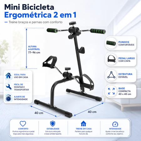 Pedaleira e Mini Bicicleta Ergométrica Para Mãos e Pés Aparelho de Exercícios Portátil para Braços e Pernas Silencioso