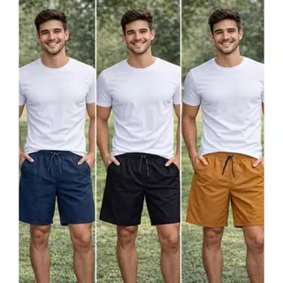 Kit 3 Bermudas Tactel Masculina Esporte Academia Bolso Masculino