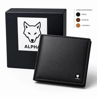 Carteira Masculina Couro Sintético Premium Minimalista Casual Elegante Com Caixa