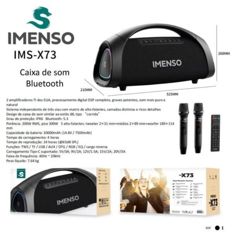Caixa de Som Imenso Ims-X73 – Potência, Portabilidade e