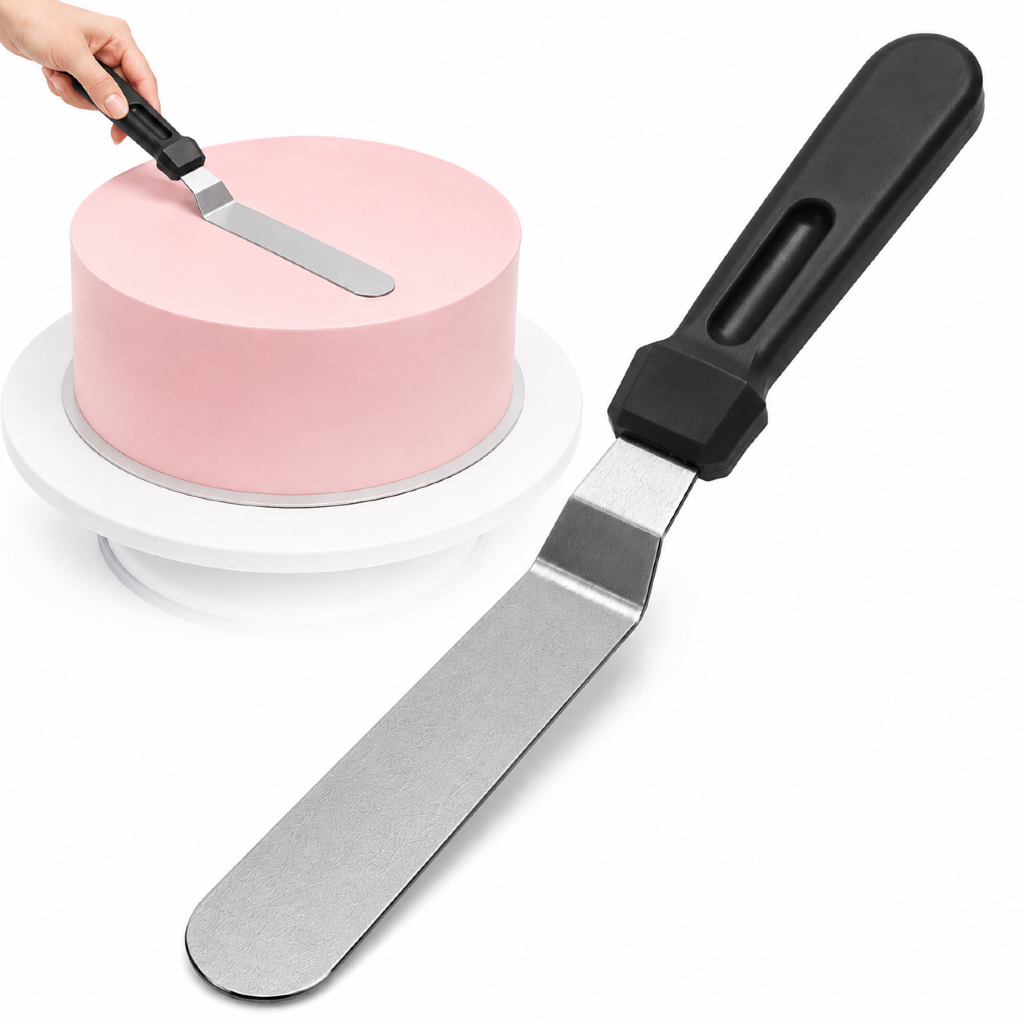 ESPÁTULA CONFEITEIRO ANGULAR CURVA AÇO INOX RIGIDA - LAMINA 