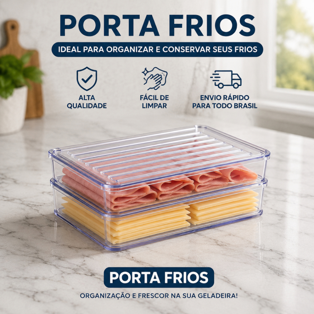 Porta Frios Com Tampa Duplo Organizador Geladeira Acrílico P
