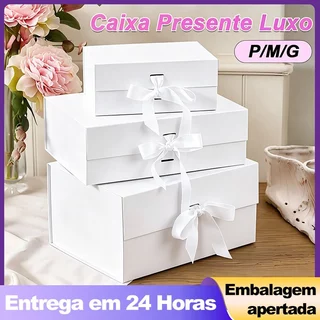 Caixa FlexBox Rígida de Papel com Imã e Cetim para Presente Presente de Aniversário e Festival para Amigos e Familiares