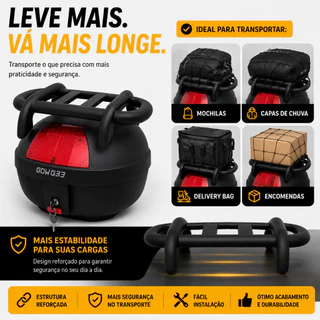 Bag Para Bauleto Bau Gow 33 Litros Suporte Auxiliar Bagageiro Motoboy Viagem