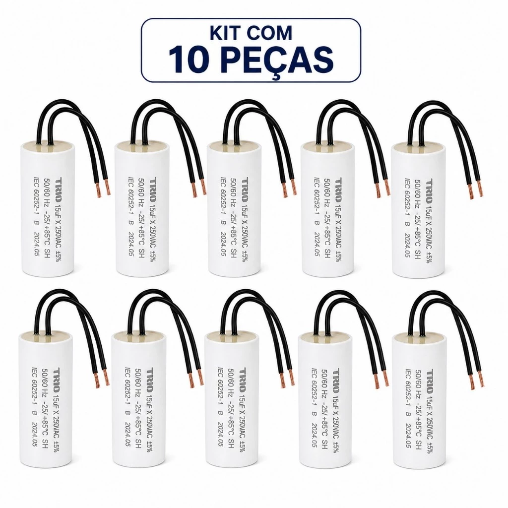 Kit 10 Capacitor 15uf 250 motor de portão (k-12-15)