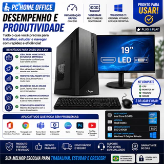PC COMPLETO HOME OFFICE INTEL I5 3470 - 16GB - SSD 240GB - WINDOWS 11 ORIGINAL MONITOR ATIVADO COM LICENÇA DEFINITIVA