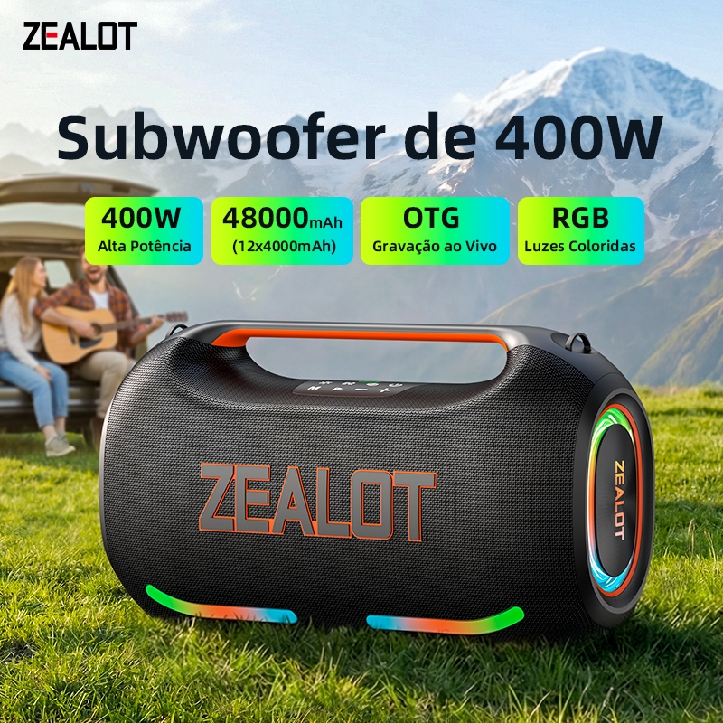 ZEALOT ZE41 Caixa de Som Bluetooth 400W Portátil TWS Power Bank