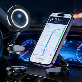 Suporte de celular para carro com ímã forte fixação 360° dobrável e giratório Suporte de navegação