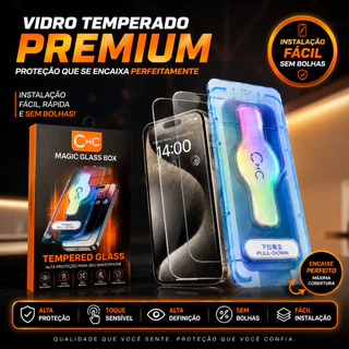 Película de Vidro 9H 3D com Aplicador para iPhone 11 12 13 14 15 16 16E 17 Fácil Instalação Transparente
