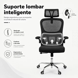 Cadeira Executiva Presidencial Trono Com Braço Apoio Pescoço Escritório Giro 360º Profissional