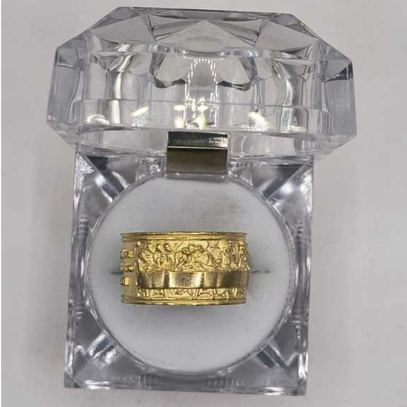 Anel Dedeira Moeda Antiga Santa Ceia Salmo 91Dedeira Personalizada Cor Identica Ouro Acabamento Top