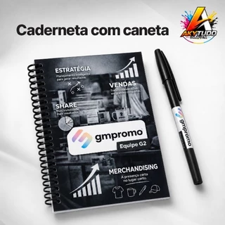 Kit Caderneta c/ Caneta 10 á 40 Personalizado Capa Brilhoso