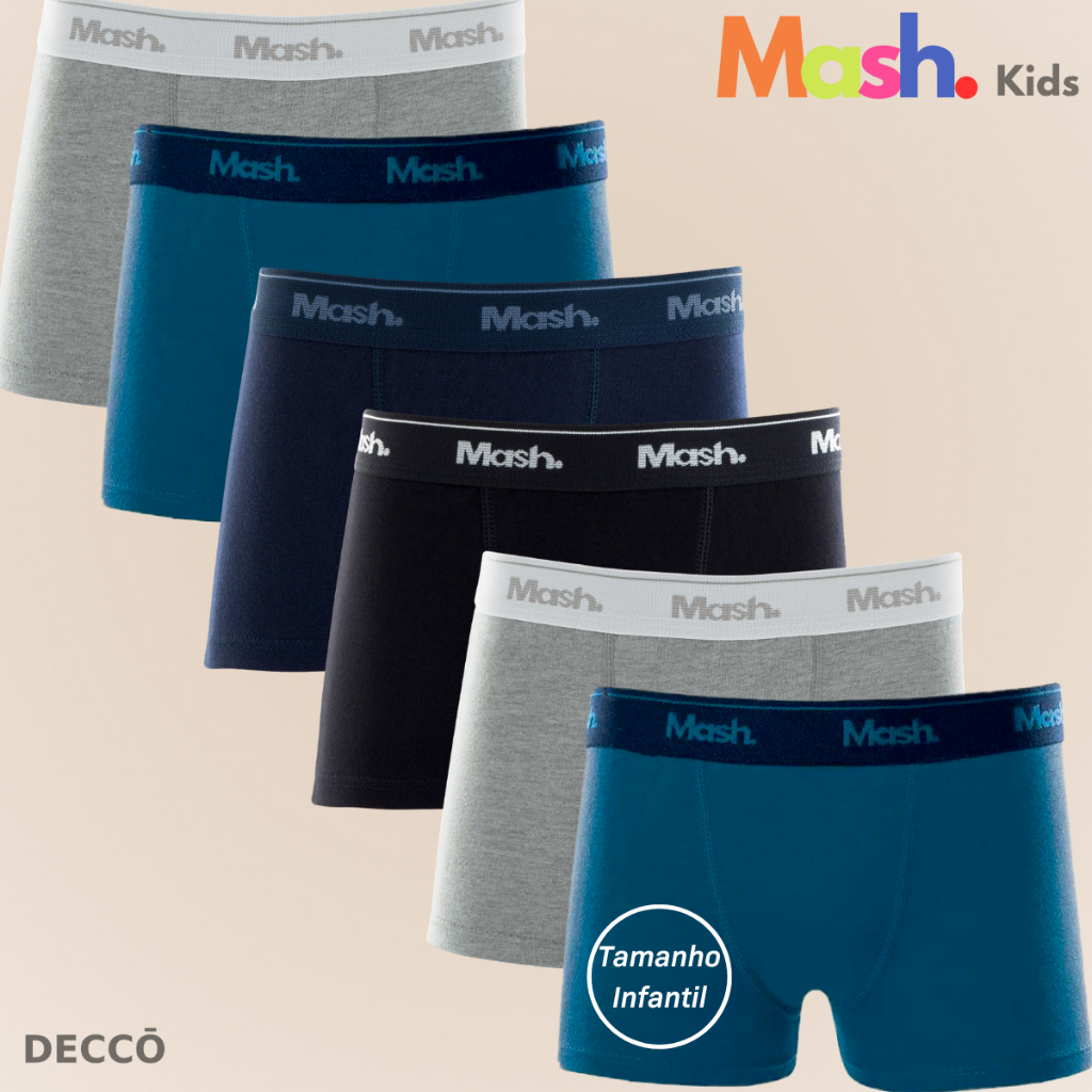 Kit Com 6 Cuecas Mash Infantil Juvenil Boxer Box Em Algodao Cotton Masculina Kids Original | Shopee Brasil