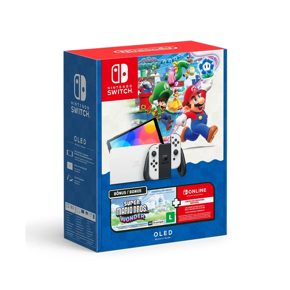 Console Nintendo Switch OLED + Super Mario Bros + 3 Meses NSO
