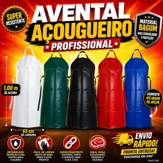 Avental Açougueiro Profissional Impermeável Cozinha Resistente Bagum Dagu Confecções