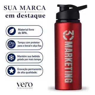 Garrafa Squeeze Personalizada 650ml Academia Trabalho Presente Nome Logo Time