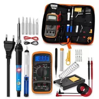 Kit Ferramentas 17 Peças Ferro de Solda 60W 127V e Multímetro Novo a Pronta Entrega + NF-e