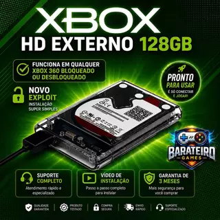 HD 128GB OU 250GB OU 500GB - PARA XBOX 360 - HD EXTERNO ATUALIZADO 2026