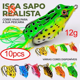 LEMIKKLE - 10Pcs Iscas Sapo Realista Lemikkle 12g, Isca Artificial de Superfície, Gancho Duplo Anti‑Enrosco