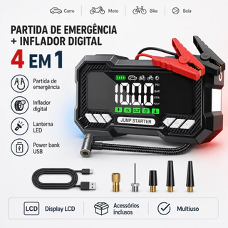 8000mAh Auxiliar De Partida Com Compressor De Ar Kit 12V Emergência Automotivo Portátil Em geral 150psi