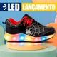 Tenis Infantil Menino Aranha Led Masculino Pisca Pisca Luz Club Happy