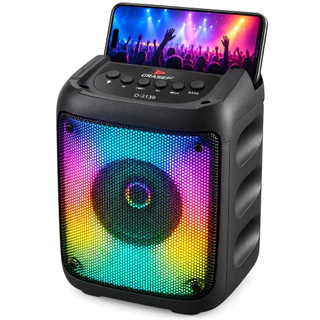 Caixa de Som Bluetooth Portátil GRASEP D-3139 RGB Rádio FM USB Auxiliar Suporte Celular Bateria Recarregável