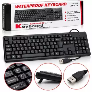 Teclado USB Waterproof JX-123 Resistente à Água com Fio Teclado Numérico Completo para PC Computador