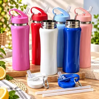 Garrafa térmica inox 650ML / 750ML C/ Canudo