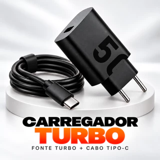 Carregador tipo c Turbo Completo + Cabo tipo C carregamento rápido