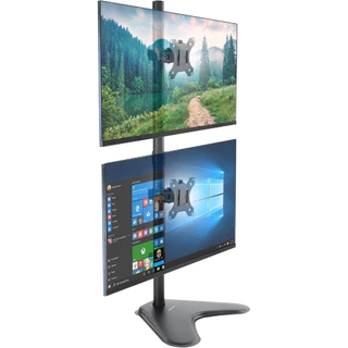 Suporte Vertical para 2 Monitores de Mesa, 13" até 34", Giratório 360°, Ajuste de Altura e Inclinação