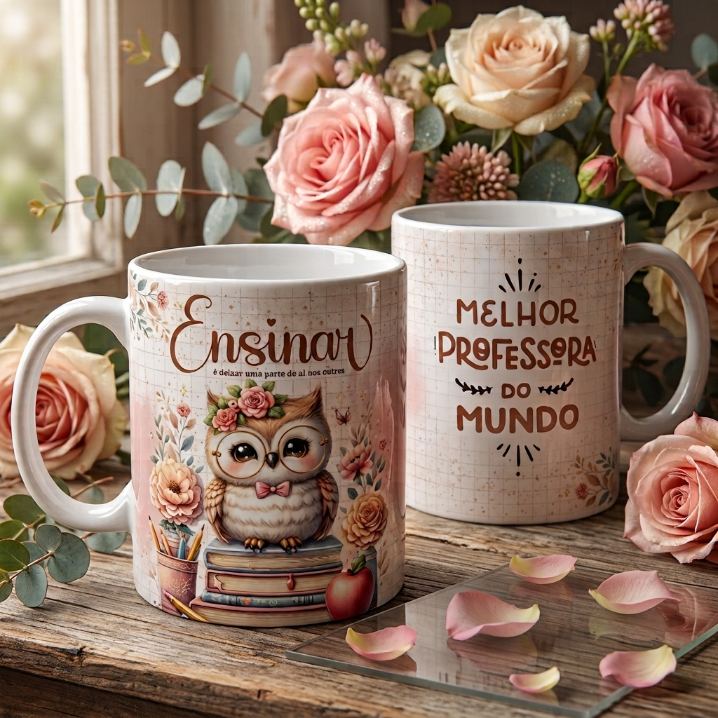 Caneca Dia dos Professores 325ml Ceramica Lembrancinha Presente Escolar ...