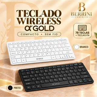 Teclado Sem Fio Wireless a'GOLD TCD-05 Compacto 78 Teclas para PC Notebook Preto Branco