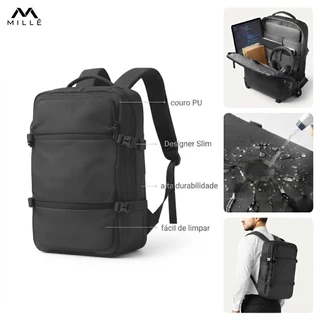 Mochila Masculina Feminina Notebook 17 Impermeável Trabalho Escola Viagem Resistente Grande Couro Slim