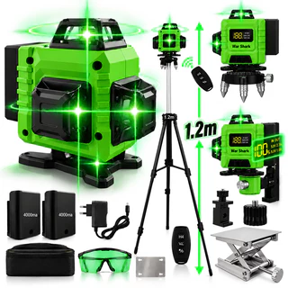 Nível Laser 16 Lines 2* 4000mah 1.2m Tripé Nível Profissional 4D De 360°,Laser Verde,Inclui Todos Os Acessórios