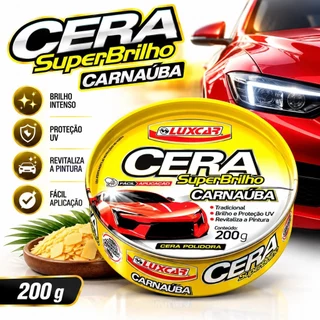 Cera Automotiva de Carnaúba em Pasta SuperBrilho Luxcar 200g Proteção e Brilho para Carros