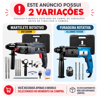 Martelete Rotativo Furadeira Martelo Rompedor de Impacto 1200w 12 peças com maleta