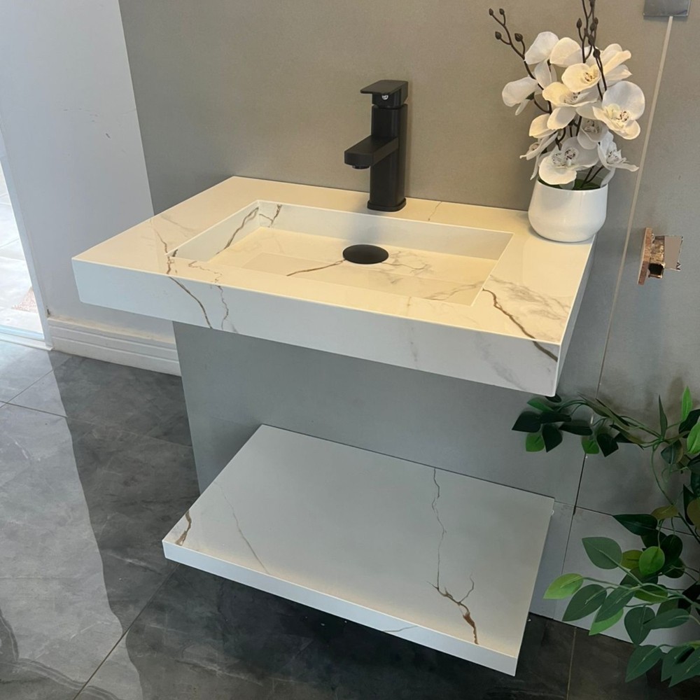 PIA CUBA DE PORCELANATO PARA BANHEIRO COM PRATELEIRA | Shopee Brasil