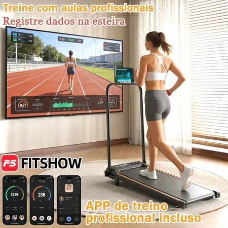 Esteira Elétrica para Casa 2.0HP Dobrável Silenciosa Bluetooth 12km h Suporta 120kg Economiza Espaço Ideal para Trein
